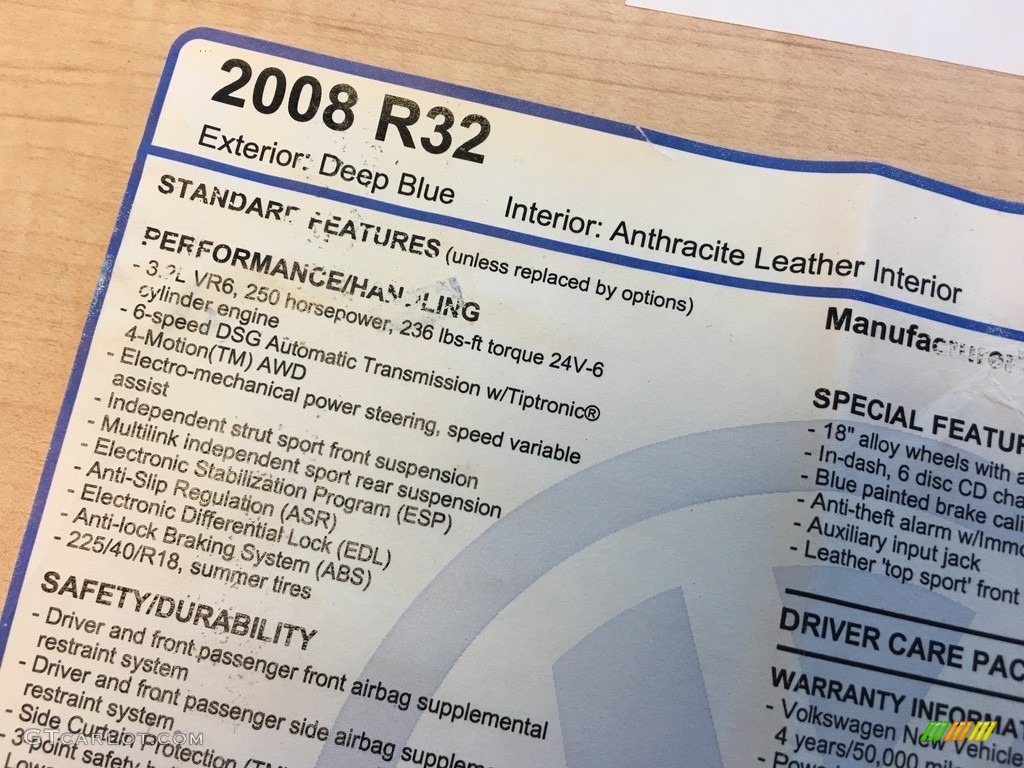 2008 R32  - Deep Blue Metallic / Anthracite photo #110