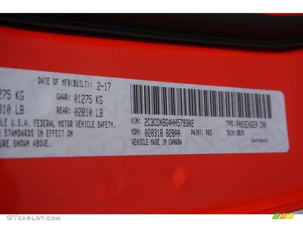 2017 Charger Color Code PR3 for TorRed Photo #119116328