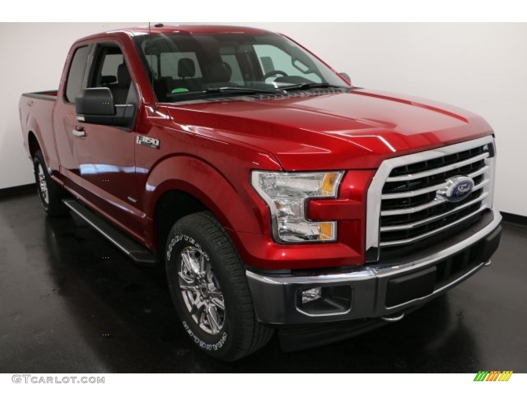 2017 F150 XLT SuperCab 4x4 - Ruby Red / Earth Gray photo #6