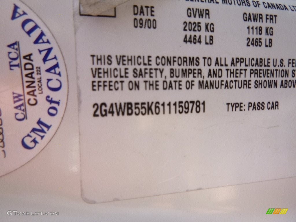 2001 Regal LS - White / Medium Gray photo #14