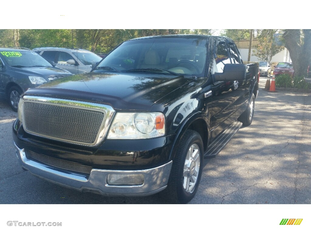 2004 F150 Lariat SuperCab - Black / Black photo #7