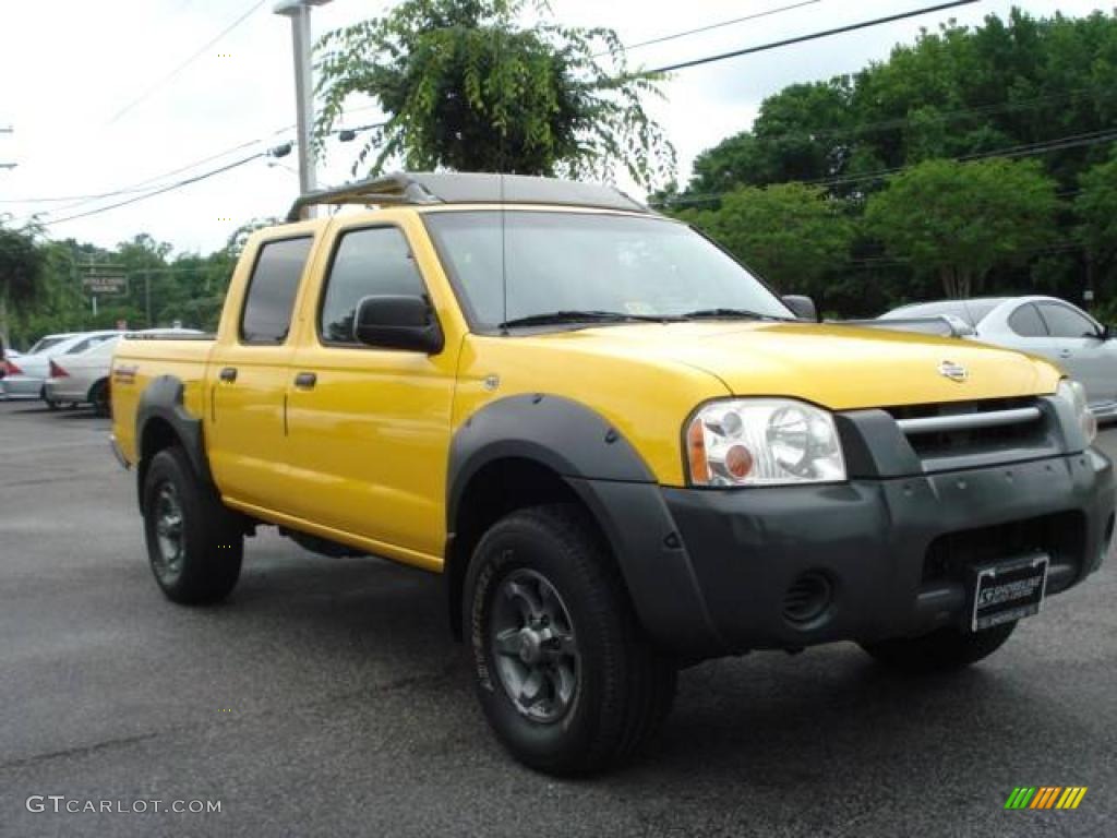 2001 Frontier XE V6 Crew Cab 4x4 - Solar Yellow / Gray photo #5
