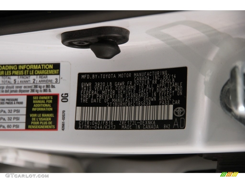 2014 Corolla LE - Super White / Ash photo #19