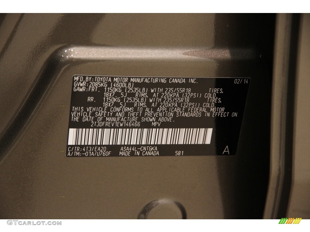 2014 RAV4 Color Code 4T3 for Pyrite Mica Photo #119151086