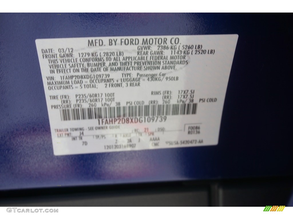 2013 Taurus SE - Deep Impact Blue Metallic / Dune photo #15
