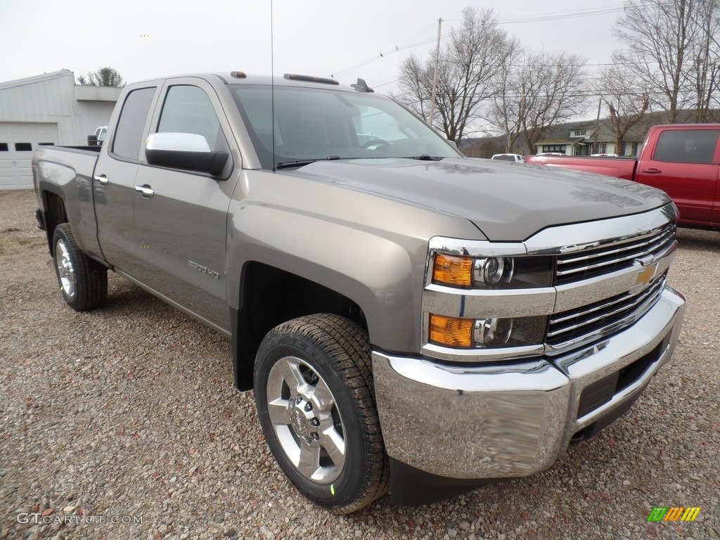 2017 Silverado 2500HD Work Truck Double Cab 4x4 - Pepperdust Metallic / Dark Ash/Jet Black photo #3