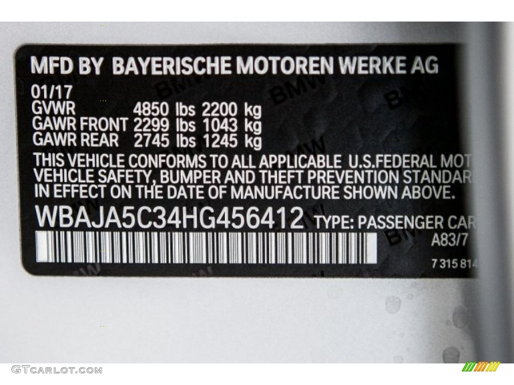 2017 5 Series 530i Sedan - Glacier Silver Metallic / Black photo #11