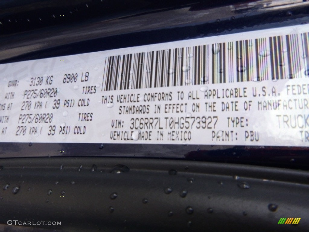 2017 1500 Big Horn Crew Cab 4x4 - True Blue Pearl / Black/Diesel Gray photo #17