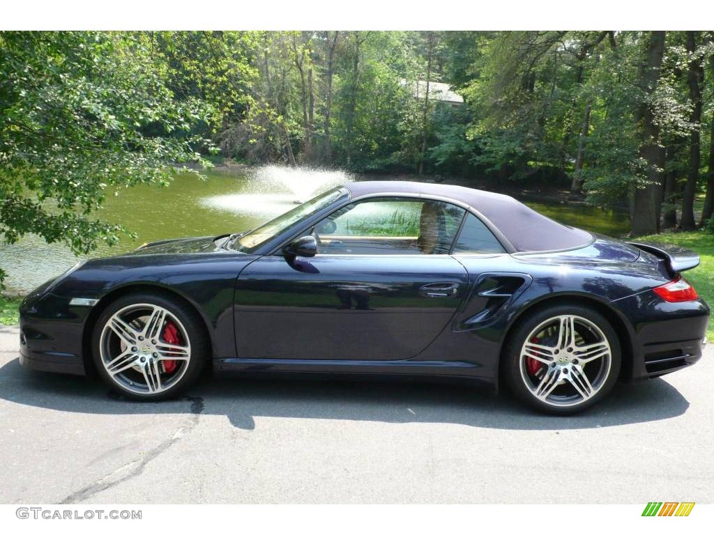 2008 911 Turbo Cabriolet - Midnight Blue Metallic / Natural Brown photo #3