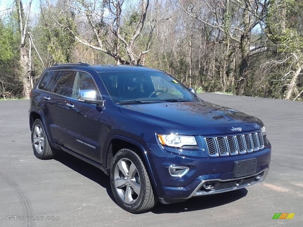 2014 Grand Cherokee Overland 4x4 - True Blue Pearl / Overland Vesuvio Indigo Blue/Jeep Brown photo #3