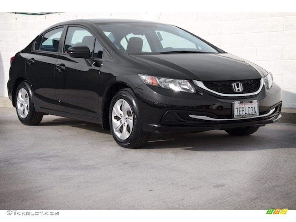 2014 Civic LX Sedan - Crystal Black Pearl / Gray photo #1