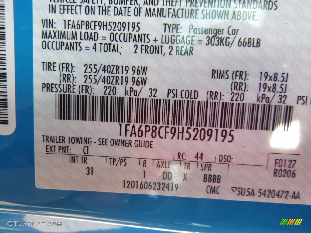 2017 Mustang Color Code CI for Grabber Blue Photo #119230627