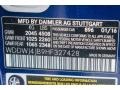 896: Brilliant Blue Metallic 2017 Mercedes-Benz C 300 Coupe Color Code
