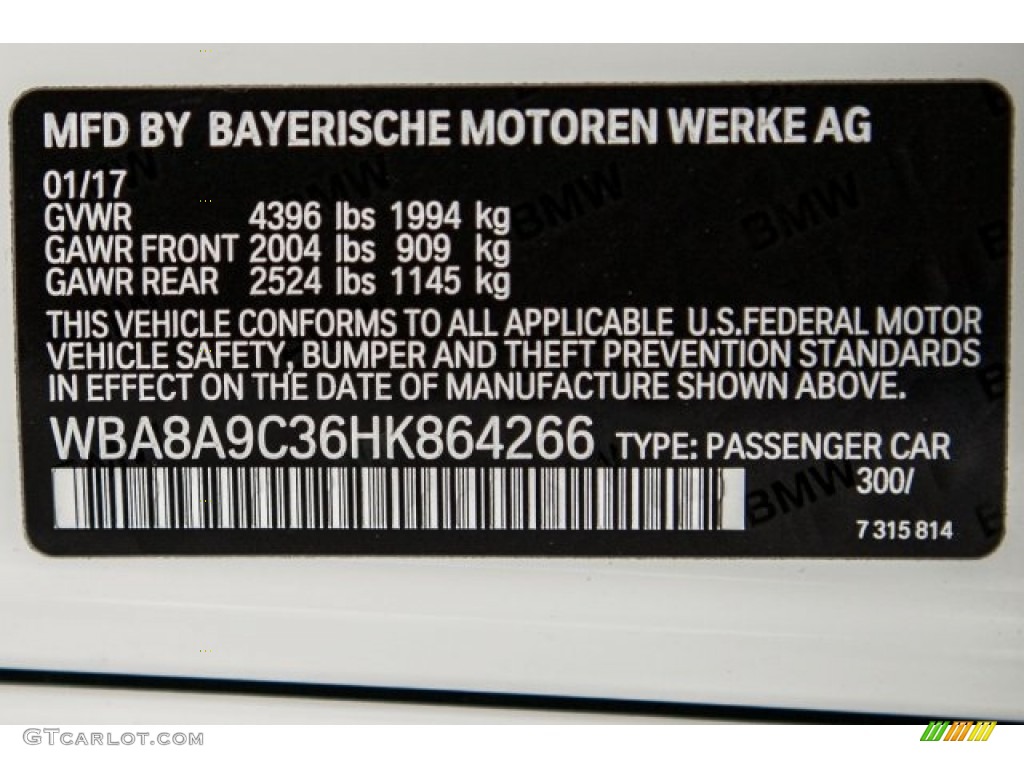 2017 3 Series 320i Sedan - Alpine White / Black photo #11