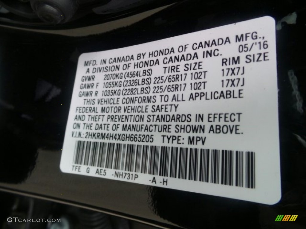 2016 CR-V SE AWD - Crystal Black Pearl / Black photo #7