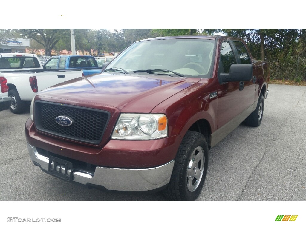 2005 F150 XLT SuperCrew - Dark Toreador Red Metallic / Medium Flint/Dark Flint Grey photo #7