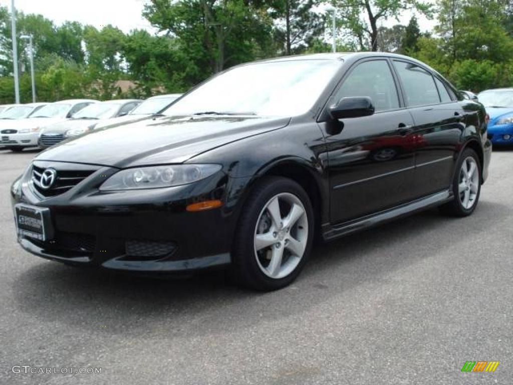 2004 MAZDA6 i Sport Sedan - Onyx Black / Gray photo #1