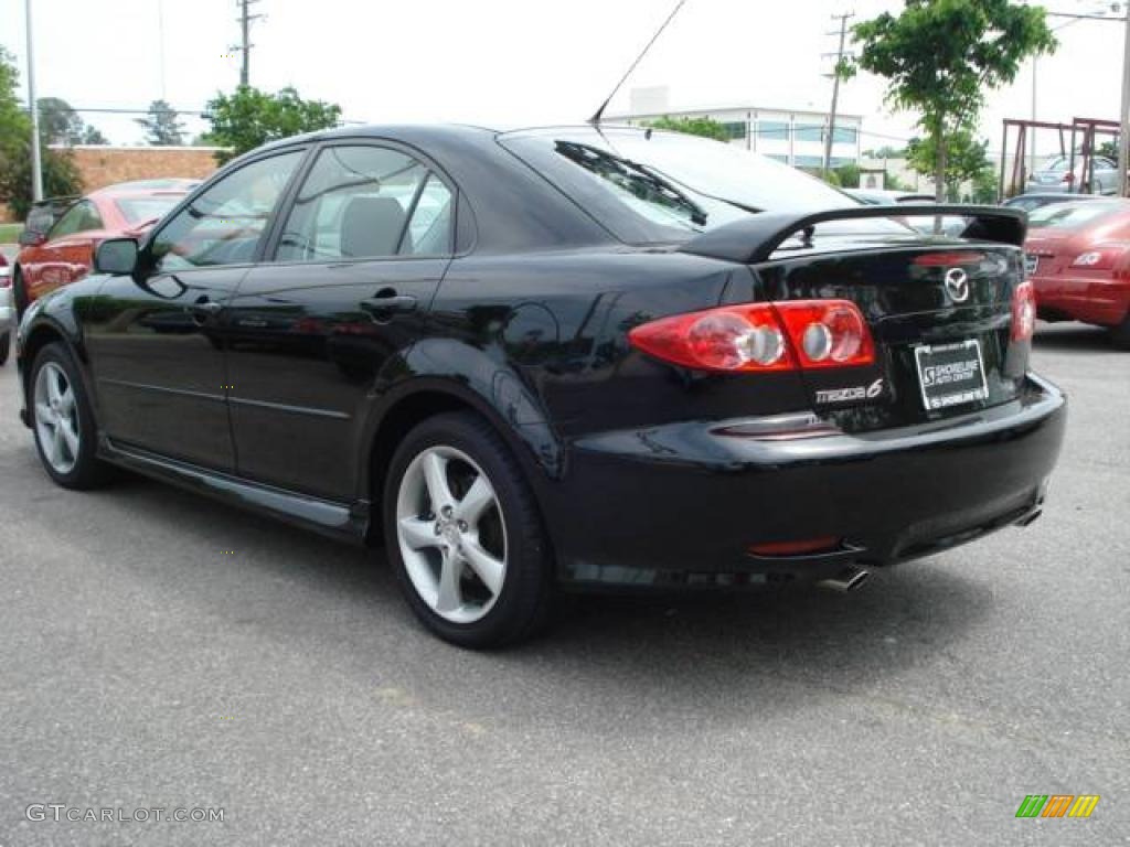 2004 MAZDA6 i Sport Sedan - Onyx Black / Gray photo #3