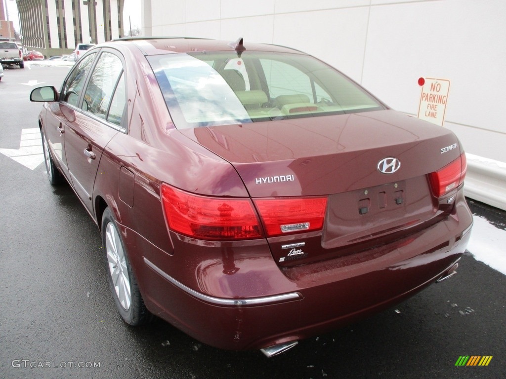 2010 Sonata Limited V6 - Dark Cherry Red / Camel photo #4