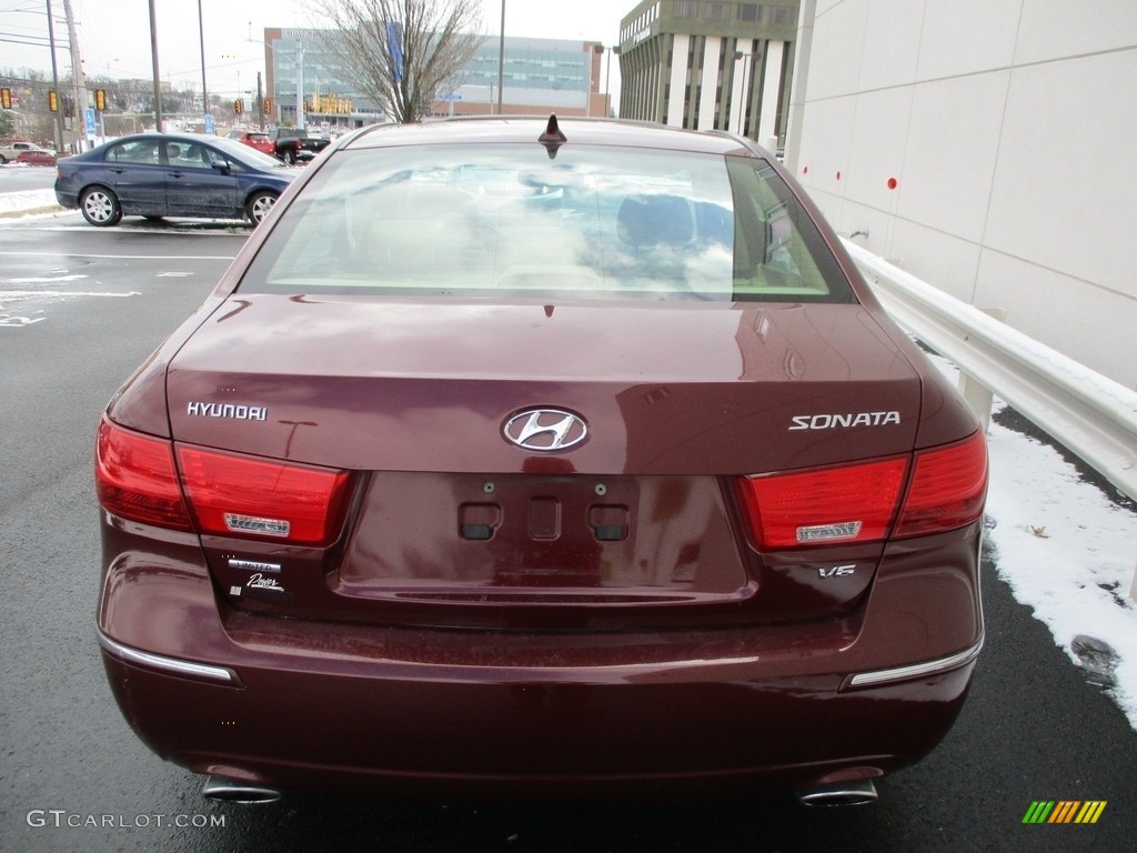 2010 Sonata Limited V6 - Dark Cherry Red / Camel photo #5