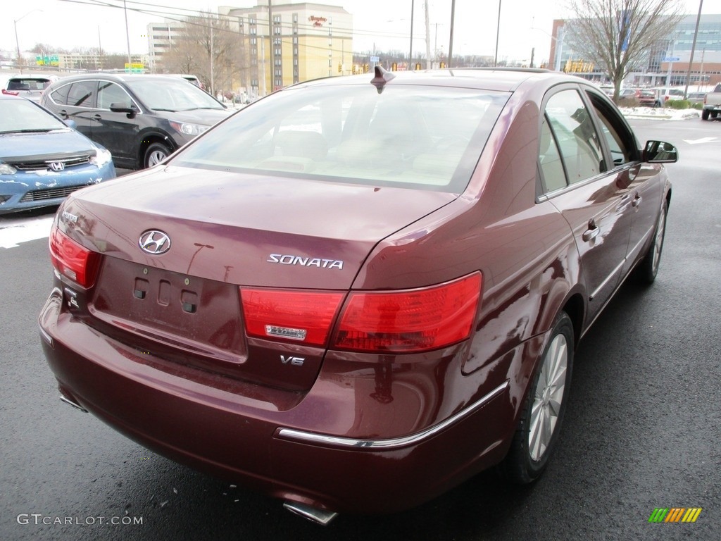 2010 Sonata Limited V6 - Dark Cherry Red / Camel photo #6