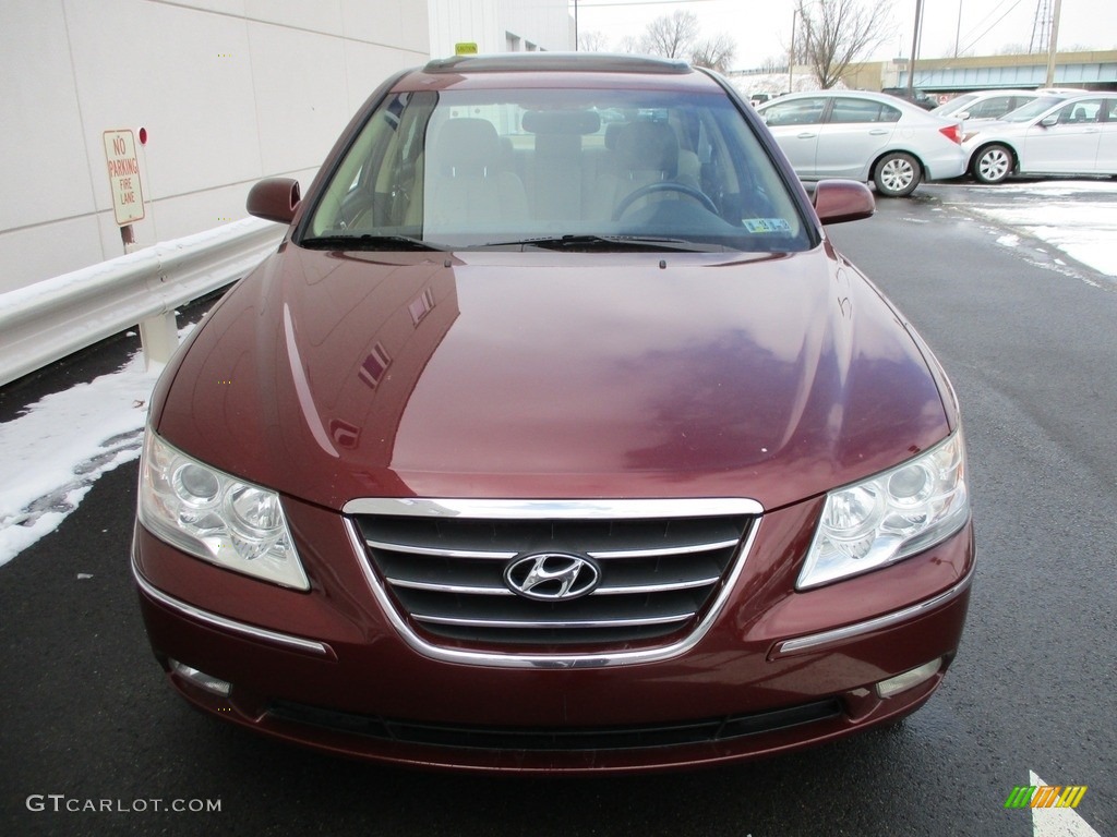 2010 Sonata Limited V6 - Dark Cherry Red / Camel photo #9