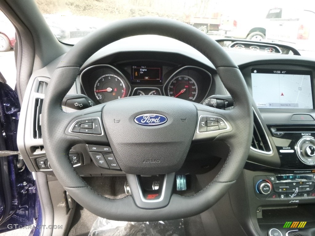 2017 Ford Focus ST Hatch Charcoal Black Recaro Leather Steering Wheel Photo #119286170