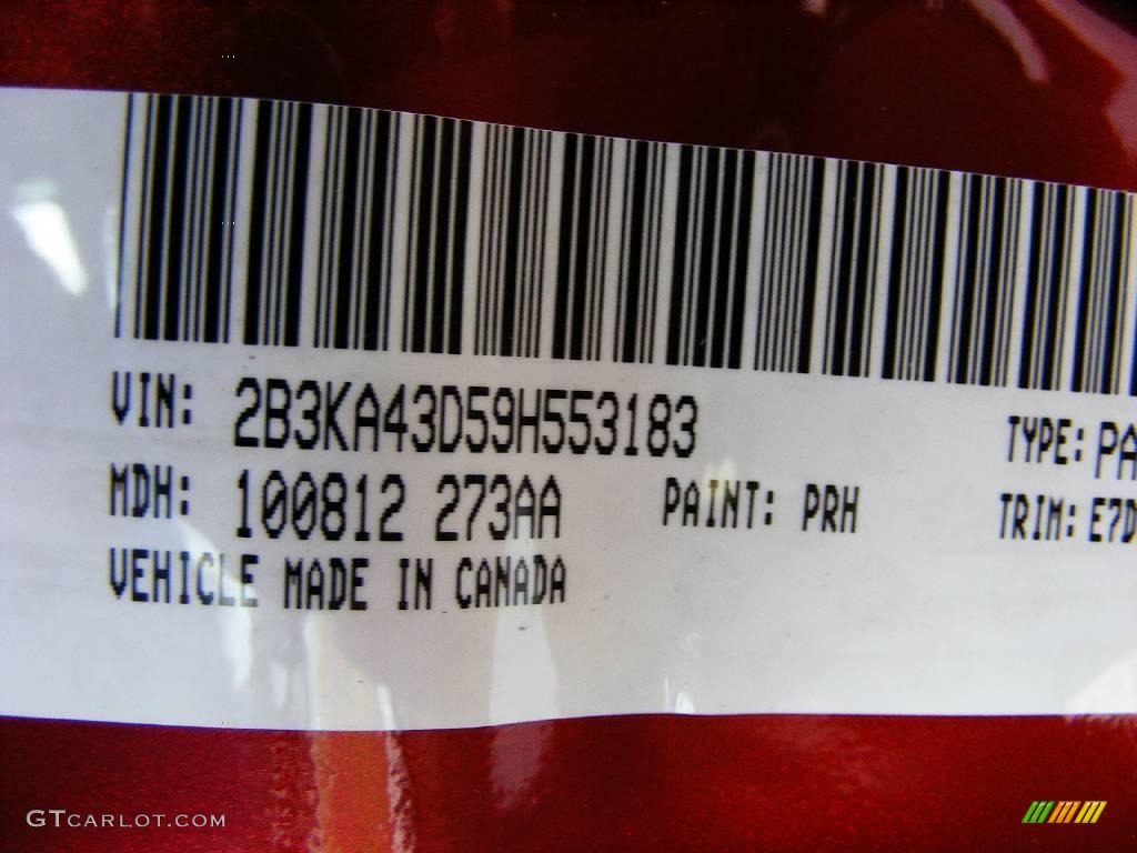 2009 Charger Color Code PRH for Inferno Red Crystal Pearl Photo #11930183