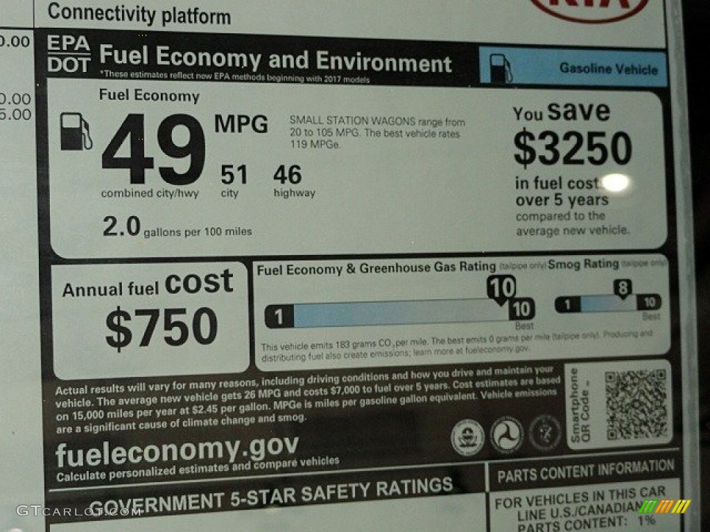 2017 Kia Niro EX Hybrid Info Tag Photos