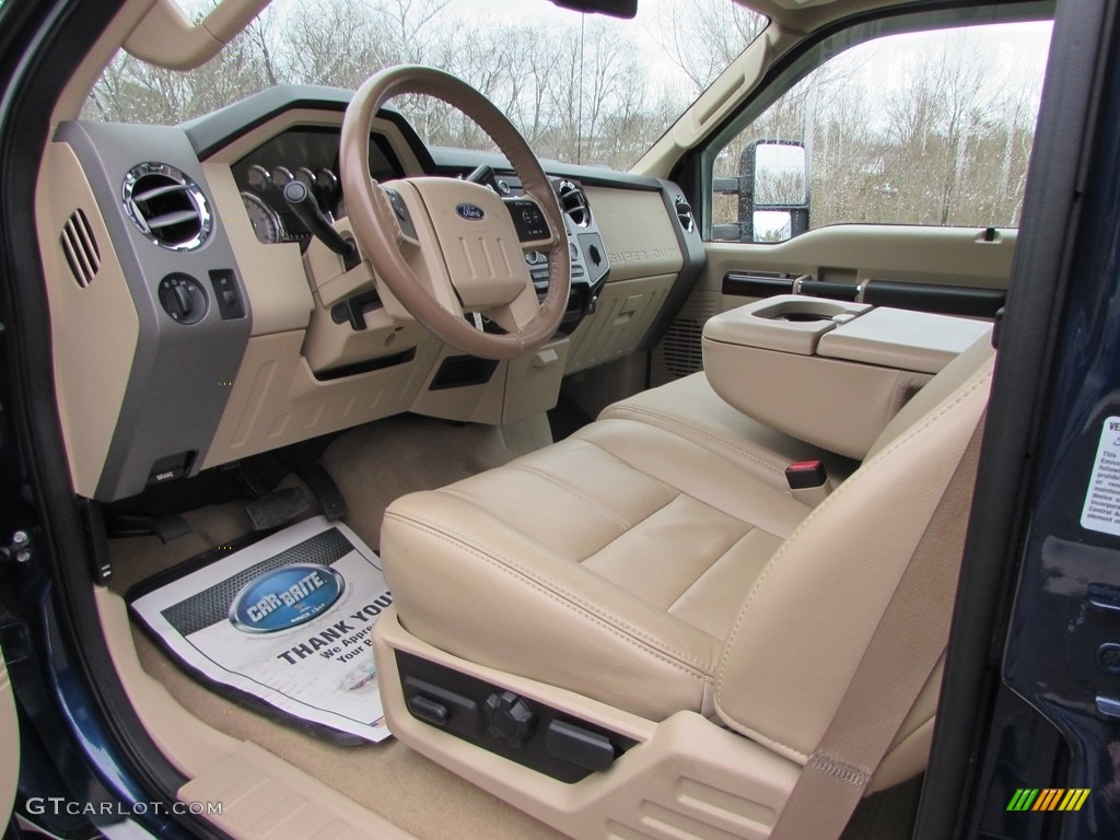 2009 F350 Super Duty Lariat Crew Cab 4x4 Dually - Dark Blue Pearl Metallic / Camel photo #31