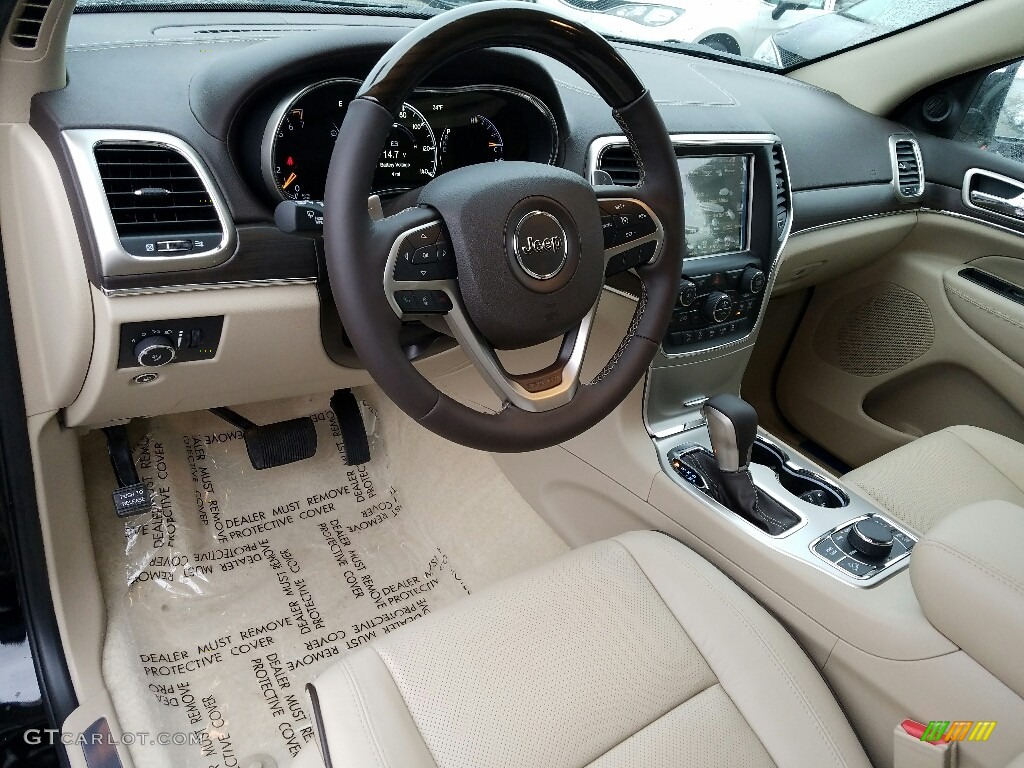 2017 Grand Cherokee Overland 4x4 - Diamond Black Crystal Pearl / Brown/Light Frost Beige photo #9