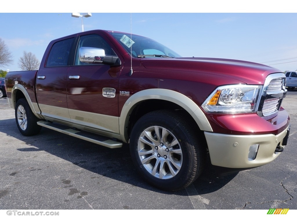 2017 1500 Laramie Longhorn Crew Cab 4x4 - Delmonico Red Pearl / Canyon Brown/Light Frost Beige photo #4