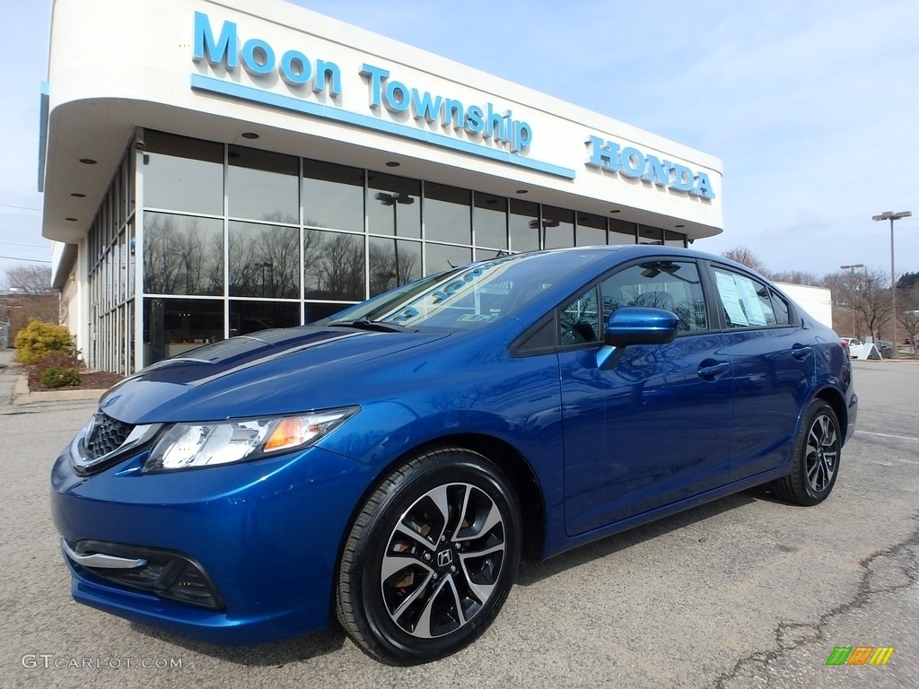 2014 Civic EX Sedan - Dyno Blue Pearl / Gray photo #1