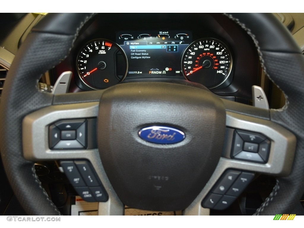 2017 Ford F150 SVT Raptor SuperCrew 4x4 Raptor Black Steering Wheel Photo #119352369