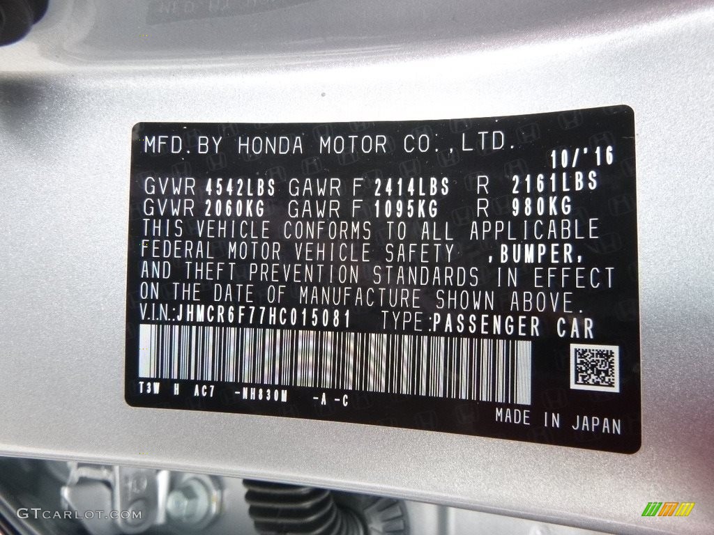 2017 Accord Hybrid Touring Sedan - Lunar Silver Metallic / Black photo #10