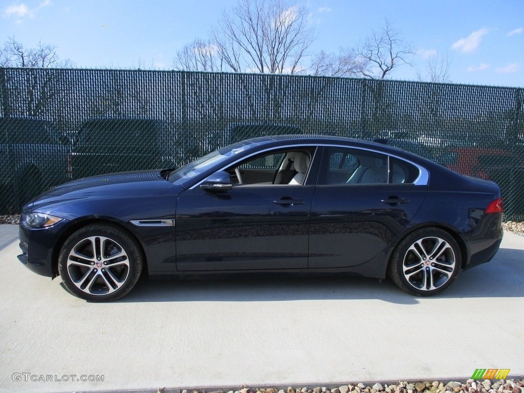 2017 XE 35t Premium AWD - Dark Sapphire Blue / Light Oyster photo #9