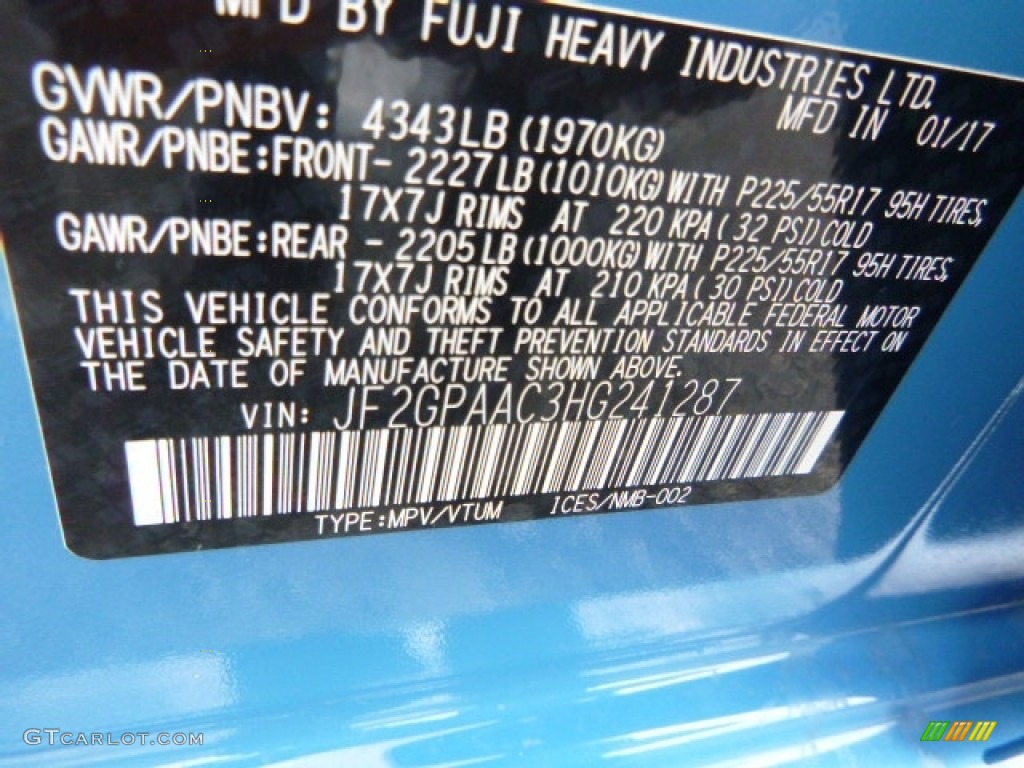 2017 Crosstrek 2.0i - Hyper Blue / Black photo #16