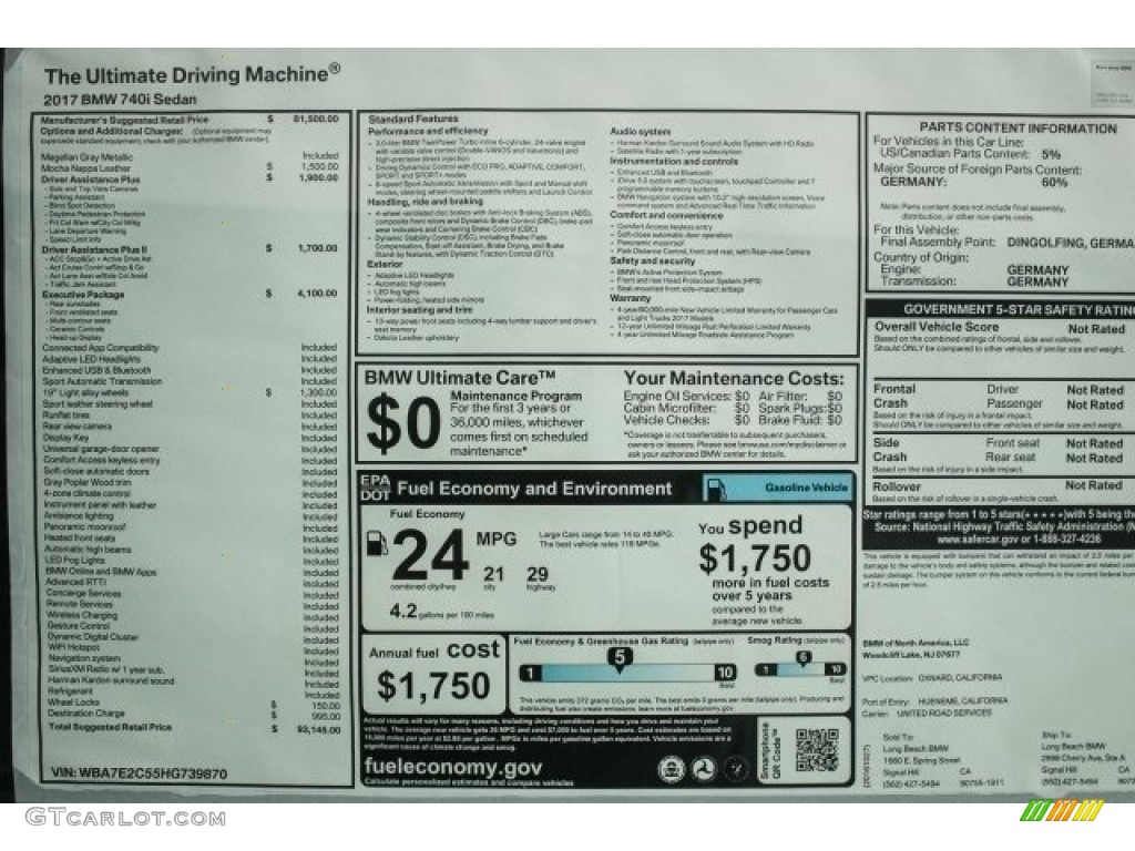 2017 7 Series 740i Sedan - Magellan Gray Metallic / Mocha photo #11