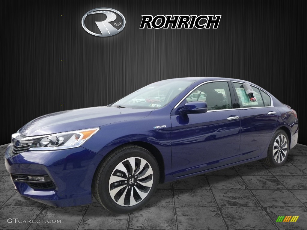 2017 Accord Hybrid EX-L Sedan - Vortex Blue Pearl / Black photo #4