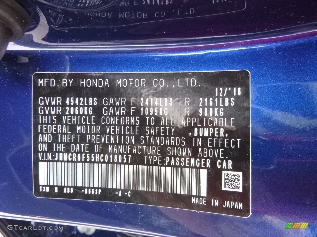2017 Accord Hybrid EX-L Sedan - Vortex Blue Pearl / Black photo #10