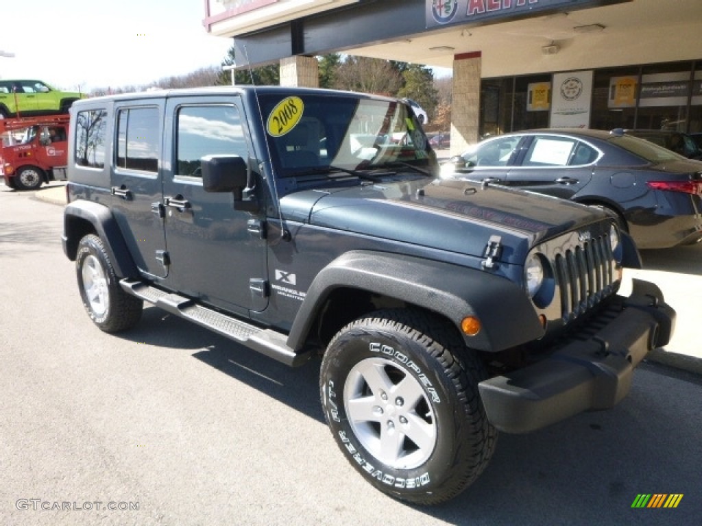 2008 Wrangler Unlimited X 4x4 - Steel Blue Metallic / Dark Khaki/Medium Khaki photo #3