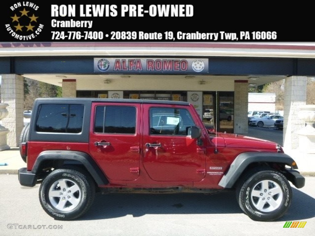 2012 Wrangler Unlimited Sport 4x4 - Deep Cherry Red Crystal Pearl / Black photo #1