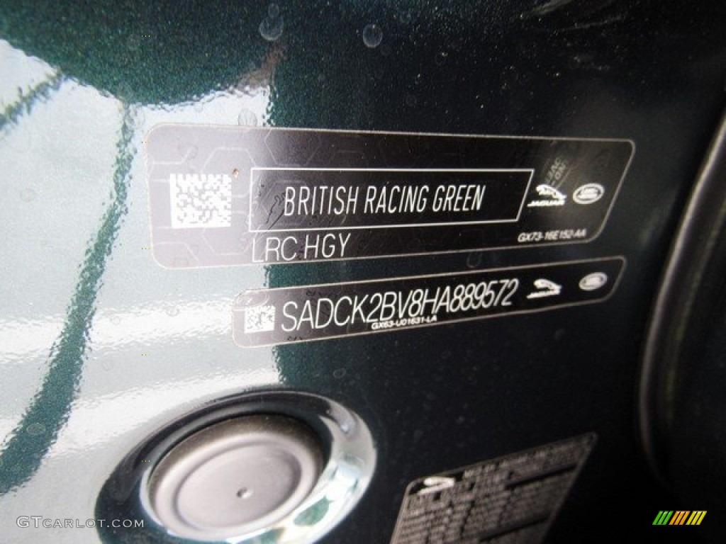 2017 F-PACE Color Code HGY for British Racing Green Photo #119397977