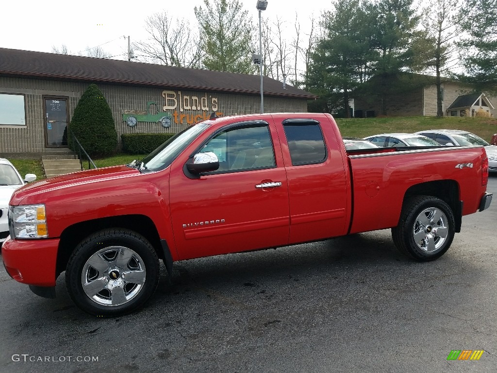 2011 Silverado 1500 LTZ Extended Cab 4x4 - Victory Red / Dark Cashmere/Light Cashmere photo #2