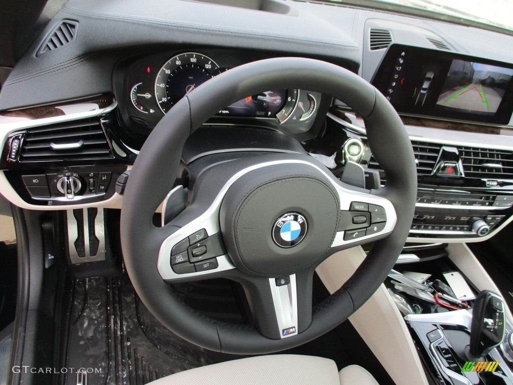 2017 BMW 5 Series 540i xDrive Sedan Ivory White Steering Wheel Photo #119438482