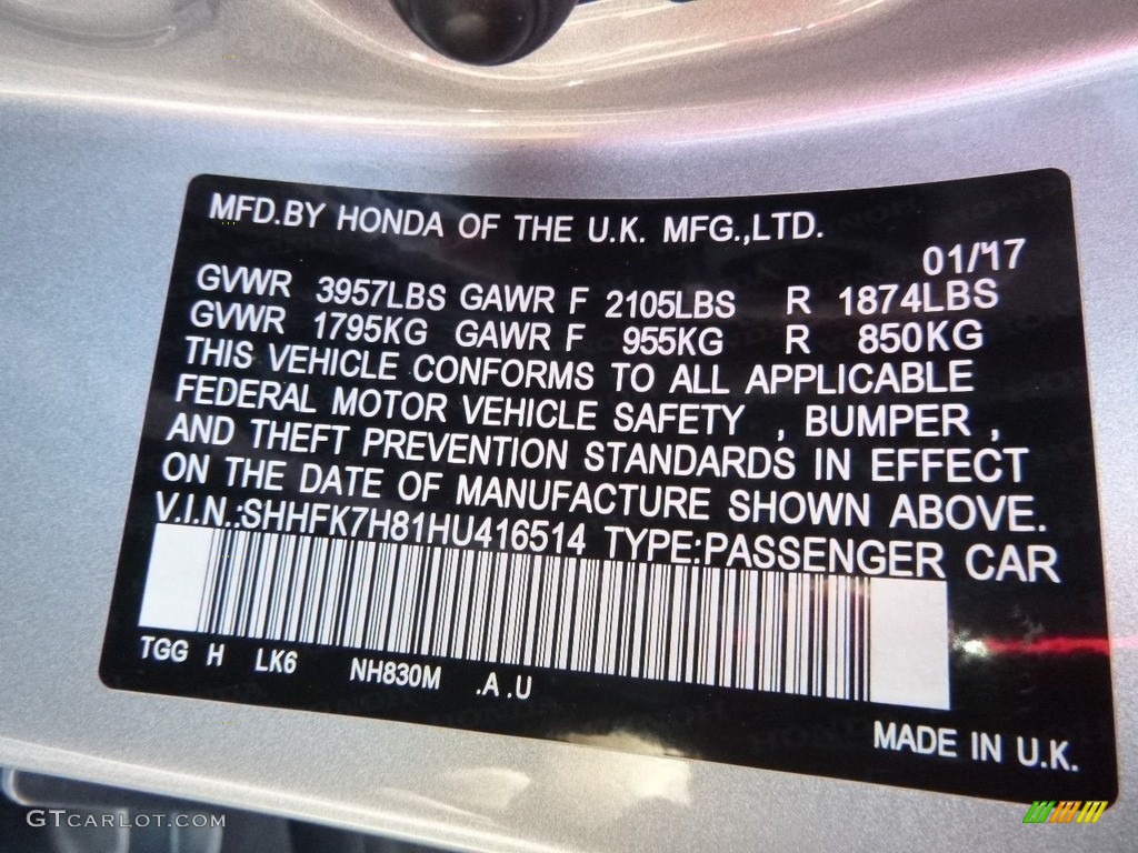 2017 Civic EX-L Sedan - Lunar Silver Metallic / Black photo #11