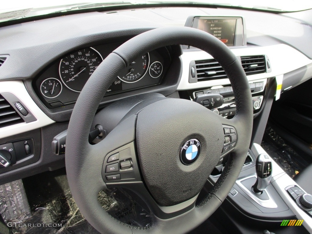2017 BMW 3 Series 320i xDrive Sedan Black Steering Wheel Photo #119440134