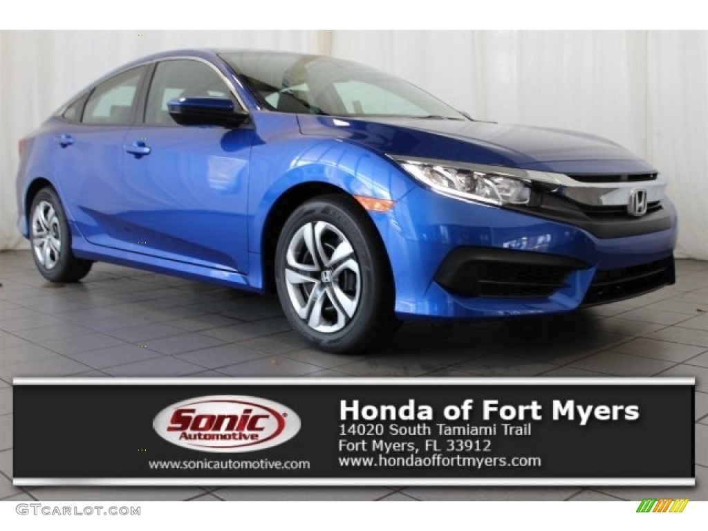 2017 Civic LX Sedan - Aegean Blue Metallic / Black photo #1