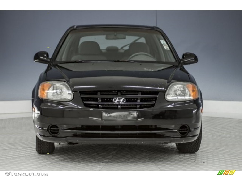 2004 Accent GL Coupe - Ebony Black / Gray photo #3