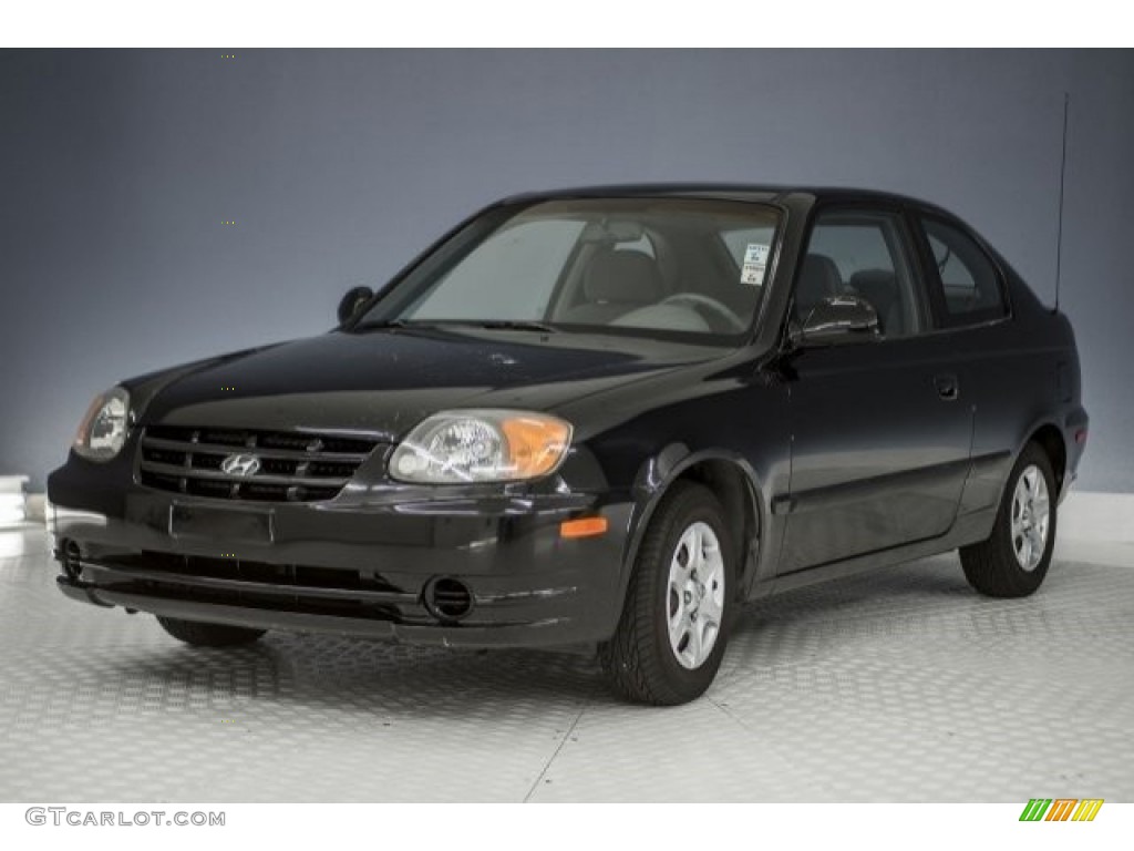 2004 Accent GL Coupe - Ebony Black / Gray photo #29
